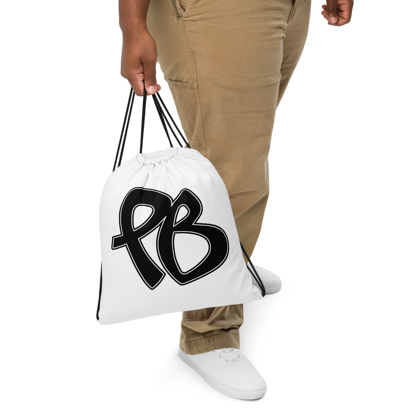 PuBoo White Drawstring Bag